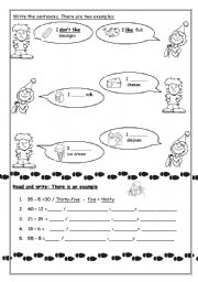 English Worksheet: I like-I dont like (foods) //Numbers