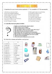 English Worksheet: Uncountable nouns