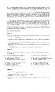 English Worksheet: reading about loneliness