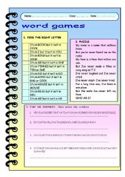 English Worksheet: word games 