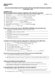 English Worksheet: exam paper on the subjects of INDEFINITE PRONOUNS-PRESENT PERFECT CONTINIOUS-GERUND INFINITIVE