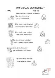 English Worksheet: daily routines part 1