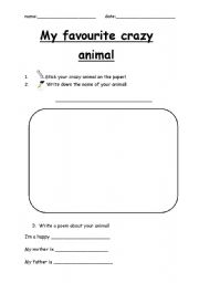 English Worksheet: My favourite crazy animal
