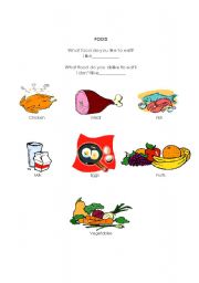 English worksheet: food