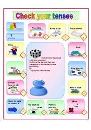 English Worksheet: A game check your tenses