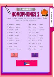 English Worksheet: Homophone listening 2