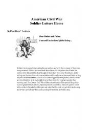 English Worksheet: Example of A Letter from a soldire in the Civil War