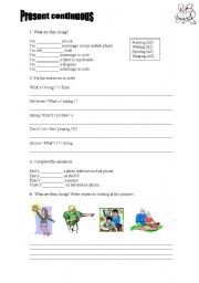 English Worksheet: Present continuous 