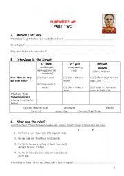 English Worksheet: Supersize me Part Two (interviews and throwing up incident)