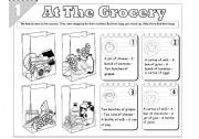 English Worksheet: At The Grocery: Food quantity (2-pages)