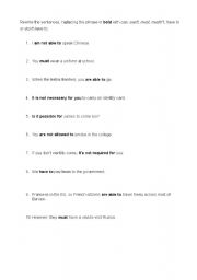 English Worksheet: Can, cant, have to, dont have to etc.