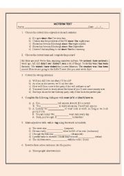 English worksheet: Midterm test intermediate level