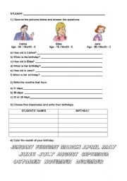 English Worksheet: Months of the year