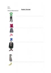 English Worksheet: Clothes