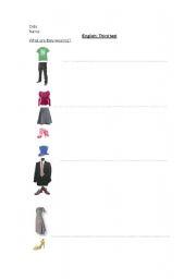 English worksheet: Clothes