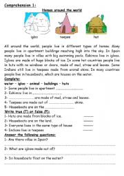 English Worksheet: Homes around the world