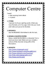 English worksheet: Learning Centre - Computer Centre