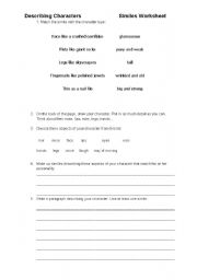 English worksheet: Similies