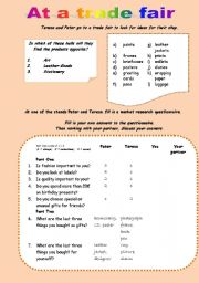 English worksheet: TRADE FAIRS