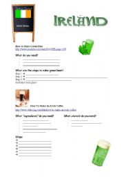 English Worksheet: Irish drink recipes