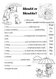 English Worksheet: should or shouldnt