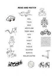 English Worksheet: Read and match the toys