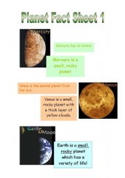 English Worksheet: Planet Fact Sheet