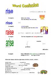 English worksheet: verbs confused