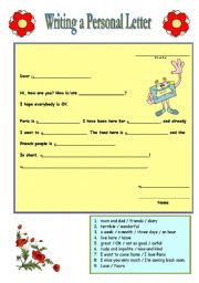 English Worksheet: Writing a Personal Letter