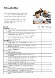 English Worksheet: Writing checklist