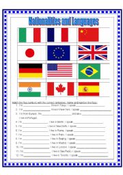 English Worksheet: Countries, Nationalities and Languages 2/2