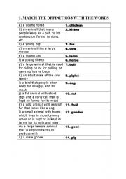 English worksheet: VOCABULARY: ANIMALS