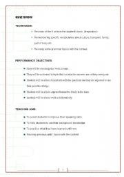 English worksheet: quiz show lesson plan