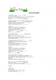 English worksheet: Fairytale song, by Sara Bareilles