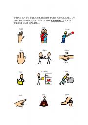 English worksheet: Appropriate use of hands