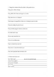 English worksheet: passive voice 