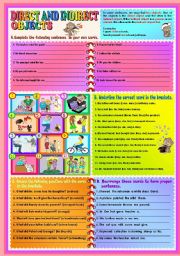 English Worksheet: Direct Indirect Orders + KEY