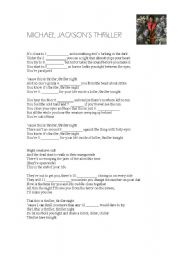 English Worksheet: Michael Jacksons Thriller