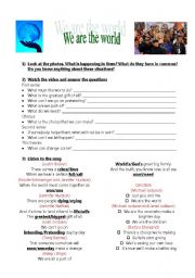 English Worksheet: We are the world