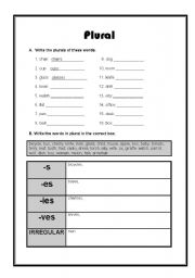 English worksheet: plural rules