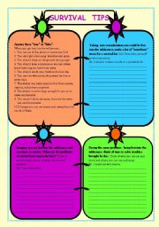 English Worksheet: Survival tips