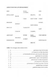 English Worksheet: ADJECTIVES FOR LAW ENFORCEMENT