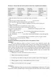 English worksheet: test for intermediate level
