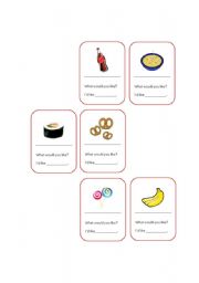 English worksheet: Food & Quantifiers_Some, a, an_ Cards game