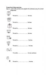 English worksheet: Preposition of place exercises.