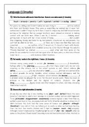 English Worksheet: a very useful test for 1st year secondary school (  Tunisian )