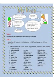 English Worksheet: Giving directions- activities and role play (3 pages)
