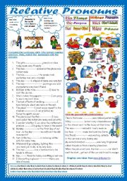 English Worksheet: Relative Pronouns(+ Key)