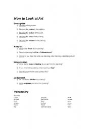 English Worksheet: How To Look At Art