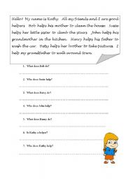 English Worksheet: SIMPLE READING COMPREHENSION